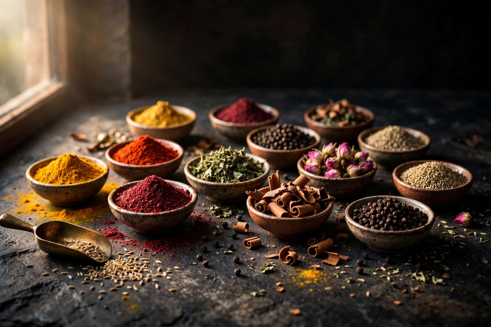 کاسه‌های ادویه‌ی تازه چاشنو