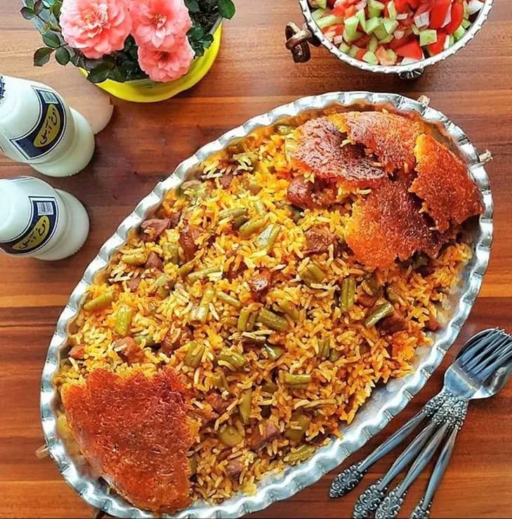 لوبیا پلو خوشمزه و مجلسی