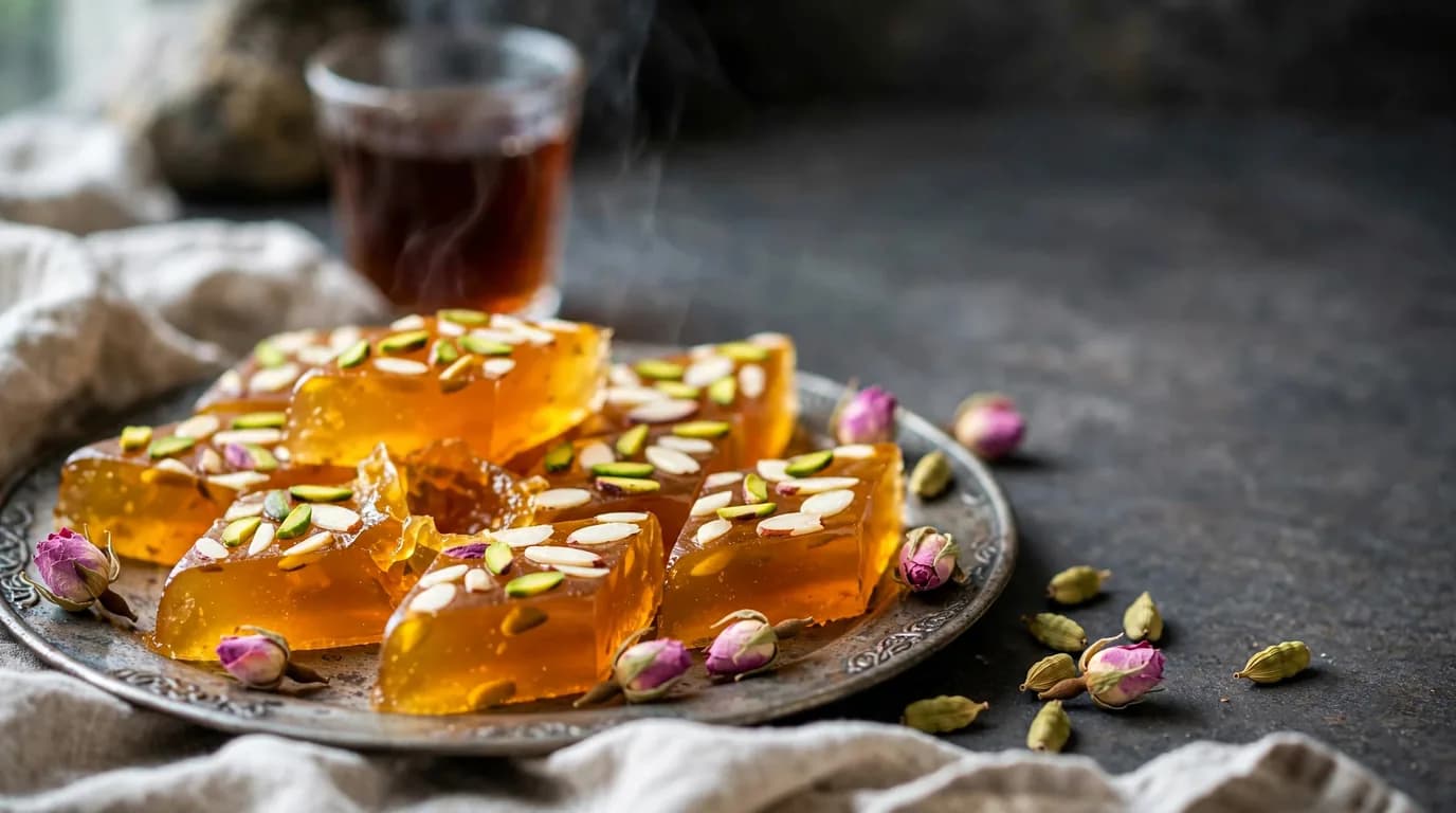 طرز تهیه مسقطی شیرازی؛ ژله‌ی نشاسته‌ای معطر و اشرافی