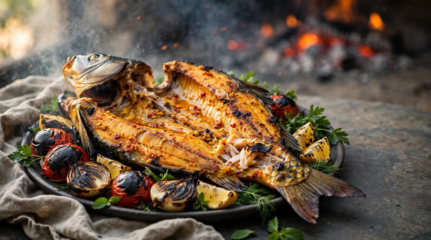 طرز تهیه ماهی مسگوف خوزستانی؛ کباب آتشین جنوب