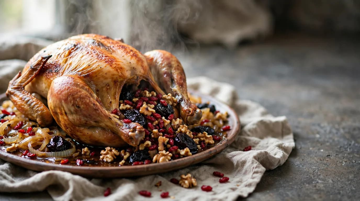 طرز تهیه مرغ شکم‌پر مجلسی؛ مرغی پر از عطر و طعم