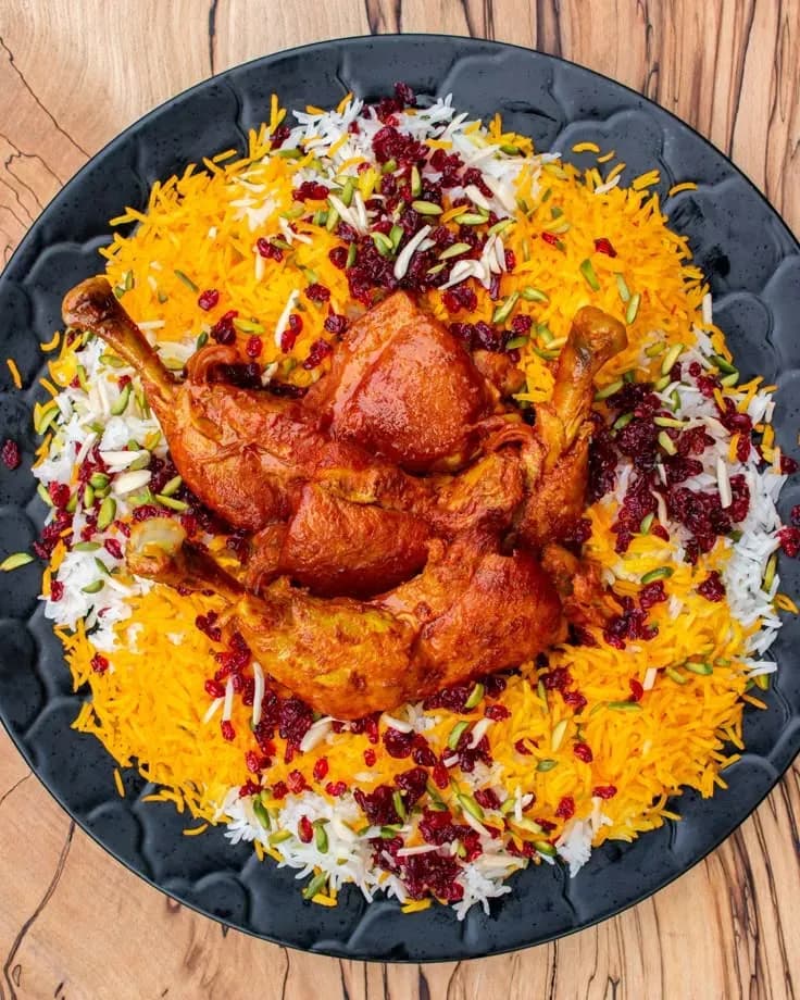 زرشک پلو با مرغ مجلسی