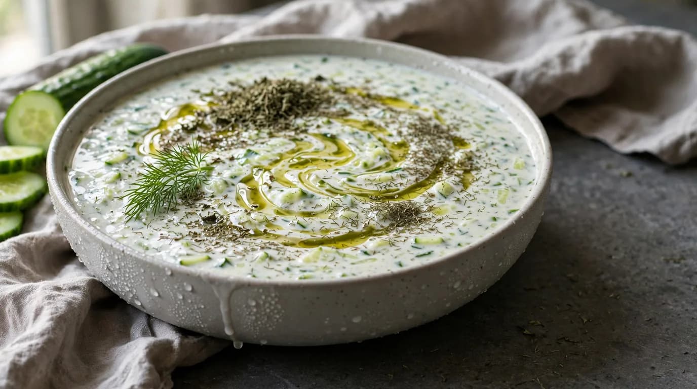 طرز تهیه جاجیک ترکی؛ ماست و خیار خنک با نعناع و شوید
