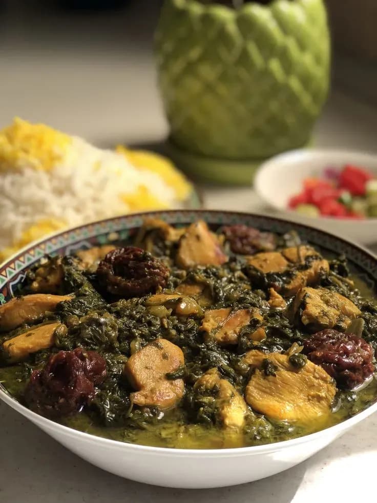 خورش آلو اسفناج خوشطعم و ملس