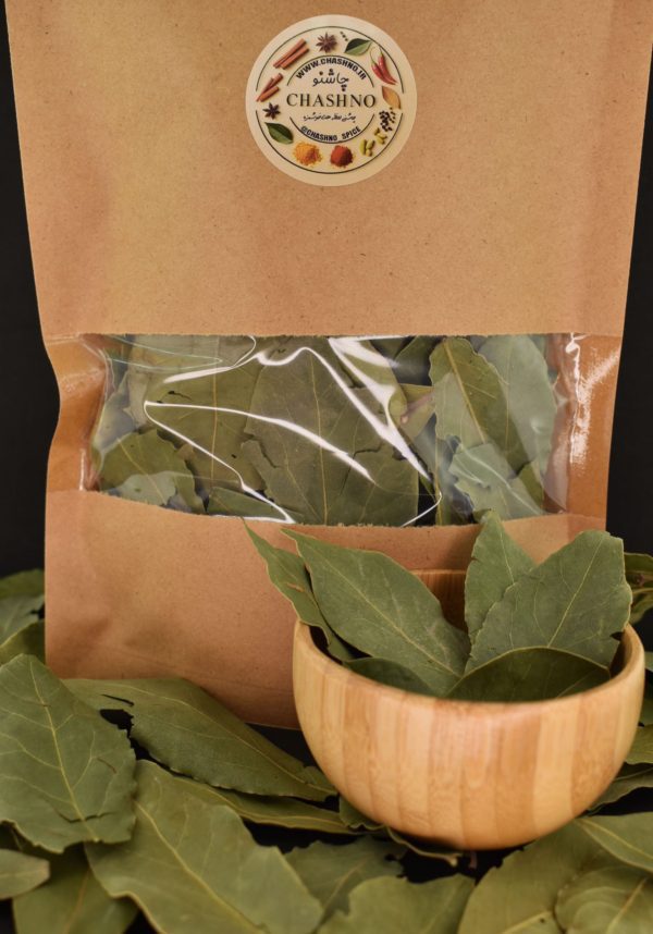برگ بو خشک تمیز و بهداشتی در بسته‌بندی زیپ‌دار، مناسب برای استفاده در آشپزی و دمنوش‌های گیاهی